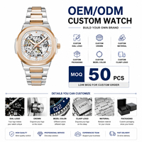 Montre-bracelet automatique mécanique de luxe pour hommes TEVISE T01B en stock, 1 pièce, logo personnalisé, 50 pièces, fabricant d'usine OEM ODM