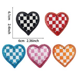 Iron on Glitter Edge Sequin Embroidery Checker Heart <b>Star</b> Leopard Print <b>Lighting</b> Patch for Hat Hoodies Decoration - Product Image 3