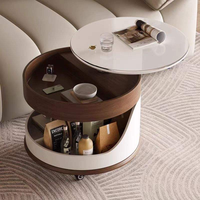 Ensemble de table basse ronde en bois de luxe moderne avec tiroirs multifonctions et rangement pour le salon, meubles de maison