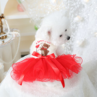 Robe de mariage printemps-été pour chien et chat, motif ours Cupidon, imprimé polyester, style décontracté