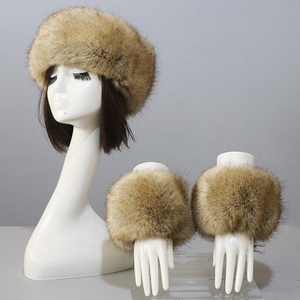Women Faux Fur <b>Headband</b> Cuffs Set <b>Elastic</b> Earwarmer Wristbands Winter Warm Travel Set - Product Image 4