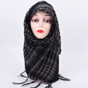 중동 사우디 tassels 헤드 스카프 아랍 남성 여성 클래식 격자 무늬 드리 워진 대형 스퀘어 사막 Hijab 스카프