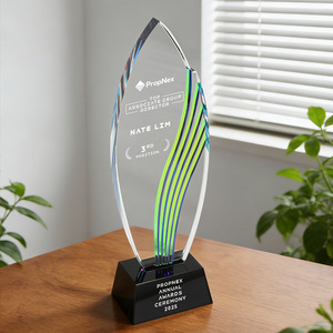 Crystal Glass <b>Trophy</b> Laser <b>Engraved</b> Durable Abstract Design For Employee Awards Annual Meeting Recognition - Product Image 5