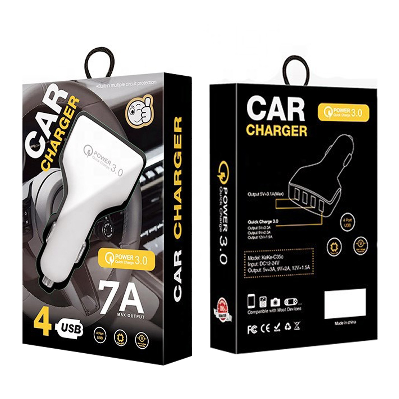 Автомобильные аксессуары 30 Вт 4USB Автомобильное зарядное устройство Быстрая зарядка 3,0 для iPhone Android Аксессуары для мобильных телефонов автомобильное зарядное устройство