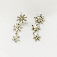 ED1182 925 Sterling Silber Ohrstecker für Damen, Trendiges Elegantes Langes Blumendesign mit Zirkonia, Rhodium-Plattiert, Party-Geschenk