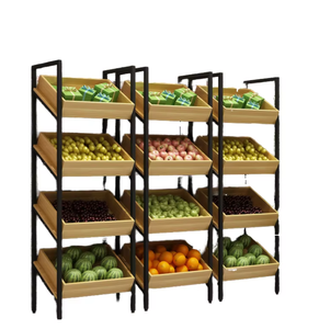 <span class=keywords><strong>Étagère</strong></span>s de présentation semi-angulaires robustes à 4 niveaux pour supermarchés, magasins de proximité, échantillons de snacks, cosmétiques, vins rouges et fruits - Product Image 2