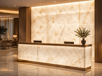 Dalle de quartzite Cristallo Gold pour panneau rétroéclairé à veines cristallines, comptoir flottant, bar, table à manger, surface sur mesure
