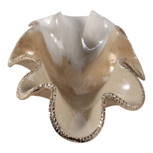 Ciotola Decorativa in Metallo Ondulato, Elemento d'Arredo Costiero per Soggiorno e Tavolino da Caffè - Product Image 3