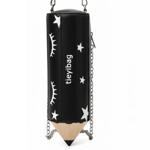 Nieuwigheid Crossbody-tas in potloodvorm Kawaii mini-schoudertas van kunstleer Leuke crossbody-tas met sterpatroon en ketting - Product Image 1