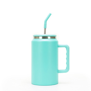 Stainless Steel Tumbler 50oz Handle With Straw Vacuum Insulated Travel Mug For Car Use - Product Image 1