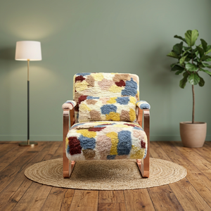 Sillón Moderno de Tela con Parches Coloridos y Patas de Metal, Silla de Descanso Suave para Sala de Estar - Product Image 2