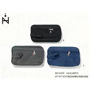 Neceser de Viaje para Hombre, 25x14x7.5 cm, Negro, Rojo, Blanco, Etiqueta, Estuche de Maquillaje Portátil, Bolsa de Almacenamiento - Product Image 1