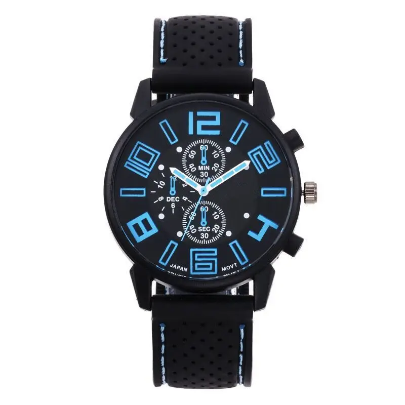 Esportes Três Olhos Moda Silicone Car Thread Relógio Mecânico Sem Sombra Interna Sports Car Quartz Men's Quartz Watch