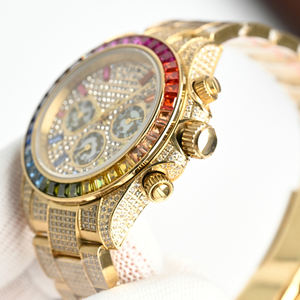 2026 Top Luxury Full Diamond Men's Gold Coloured Gemstone Automatic Mechanical <strong>Watch</strong> Hip Hop Business High End <strong>Vacations</strong> <strong>Watch</strong> - Product Image 3