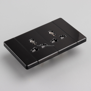 Interruttore e Presa Elettrica da Parete Ultrasottile di Lusso Moderno in Vetro Nero con Spina a 3 Pin Universale per Bolivia e Venezuela - Product Image 6