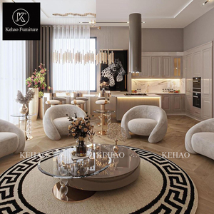 Luxury Design European Style Quality Velvet Fabric Designer Curve <b>Set</b> Living Room Furniture Genuine Real Leather Chair - Product Image 4