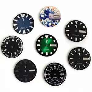 Green blue luminous watch dial 28.5 mm dual calendar window Seiko SKX007 009 NH35/36,4r, 6R movement watch accessories