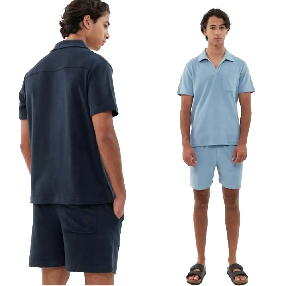 Asciugamano KY Polo personalizzata in due pezzi con Logo ricamato Polo t-shirt e pantaloncini da uomo pantaloni pantaloncini estivi per uomo