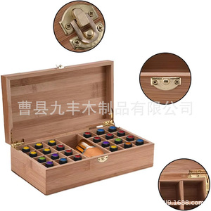 Bamboo Essential Oil Storage Box Rectangular Compartmentalized Portable Aromatherapy <b>Display</b> <b>Case</b> For Personal Care - Product Image 4