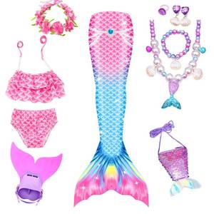 Traje de Baño de Diseño Nuevo MS, Disfraz de Princesa Multicolor, Vestido de Sirena para Adultos, Niñas y Niños - Product Image 6