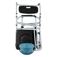 Chaise de toilette mobile réglable en hauteur avec roues de 4 pouces, freins, poignées double face, plateau repas, Classe II