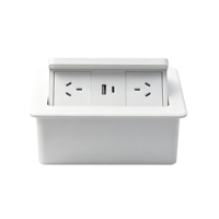Prise de bureau coulissante latérale, 2 prises électriques standard britanniques, USB type C, blanc