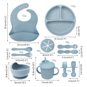 Ensemble de 6 pièces pour l'alimentation manuelle des bébés en silicone, motif dessin animé, sans BPA, écologique, vaisselle multicolore pour bébés et tout-petits - Product Image 2