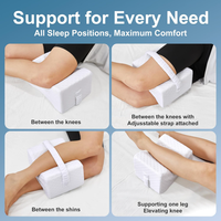 Oreiller de genou ergonomique en mousse à mémoire de forme en bambou avec sangle élastique double conception concave pour l'alignement de la colonne vertébrale Confort du sommeil (lavable)