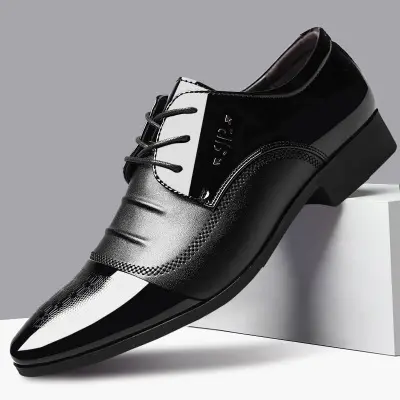 A056 Black Dress Classic Luxury Mens Dress Brand Shoes Men Formal Shoes Patent Leather Big Size 48 long shoes for men