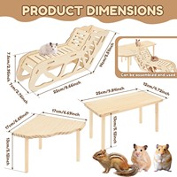 Plateforme en bois multi-niveaux pour hamster avec surface à mâcher, rampe d'escalade et cachette pour un espace de jeu actif, écologique et durable