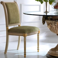 Table à manger ronde en verre décorative en bois sculpté de style français classique, table à manger de salle à manger avec 4 chaises