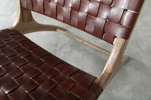 Chaise longue en bois Scandianavia Vintage Green Sage Boucle Mid Century Design Brunt Umber <span class=keywords><strong>Marocain</strong></span> Chair <span class=keywords><strong>Fauteuil</strong></span> - Product Image 3