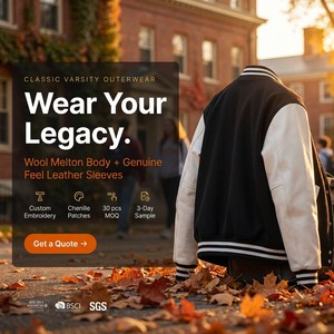 Logo kustom katun poliester cetak lengan panjang ukuran besar kancing bawah seragam tim bisbol olahraga bisbol jaket Letterman - Product Image 2