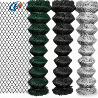 Cercado de alambre de Metal para jardín de seguridad al aire libre 6ftX10ft rollos de malla de valla de enlace de cadena negra recubierta de PVC con accesorios de conexión