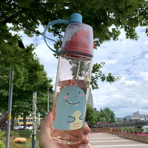 Cartoon Cute Students 600ml Portable Spray Cool Drinking Cup Sports School Kids <b>Plastic</b> Mist Spray Water Bottle - Product Image 2