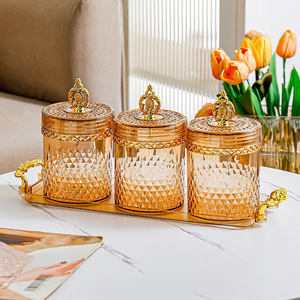 Décoration d'intérieur, <span class=keywords><strong>pot</strong></span> à bougie <span class=keywords><strong>en</strong></span> <span class=keywords><strong>verre</strong></span> recyclé, <span class=keywords><strong>pot</strong></span> à bonbons transparent de couleur orange, <span class=keywords><strong>lot</strong></span> de pots <span class=keywords><strong>en</strong></span> <span class=keywords><strong>verre</strong></span> avec couvercle - Product Image 6