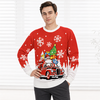 Pull en tricot pour homme FNJIA, tissu acrylique, pull de Noël, motif Père Noël, vêtements de fête, personnalisation OEM disponible