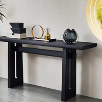 Console d'entrée moderne en bois massif, table noire minimaliste pour salon avec comptoir mural