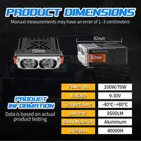 Foco LED JHS NXF 2/3 para Moto, Luz Blanca de Alta y Baja Intensidad, Auxiliar Externa, Estroboscópica Lateral, para Parrilla de Coche y Motocicleta