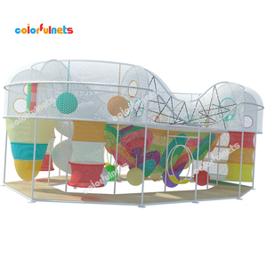Hochwertiges Nylons eil Hand gehäkelter Indoor-Spielplatz Riesiges buntes Netz Kinder-Kletter abenteuer mit Bällen für das Schul spiel - Product Image 1