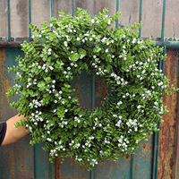 Guirlande d'eucalyptus étoilé printemps-été 60 cm, feuilles vertes artificielles, semi-manuelle, pour décoration de porte, cour et salon