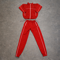 Ensemble de survêtement léger et réfléchissant personnalisé avec broderie d'usine, coupe oversize, en nylon coupe-vent