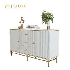 Marble top stainless steel legs wooden sideboard console cabinet for living room bedroom