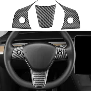Cadre décoratif de volant pour Model 3 Model Y 2019-2024, couvre-volant, garniture intérieure automobile, accessoires automobiles - Product Image 2