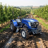 Tracteur agricole compact diesel 4 roues 50 CV avec chargeur frontal et rotavator à vendre