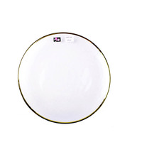 Assiette de présentation ronde en verre transparent avec bord doré pour mariage, hôtel, service de fruits et de steaks – Vente en gros