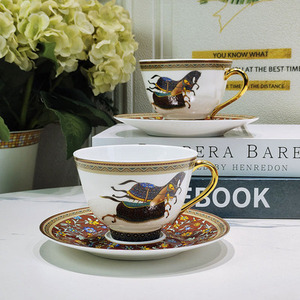 Hot Sale Nordic Luxury Small Floral Horse Pattern Porcelain <b>Tea</b> Cup Saucer <b>Set</b> - Product Image 1