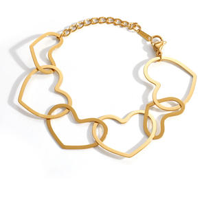 Heart Shaped Stainless Steel <b>Bracelet</b> 18k Gold Plated Party Jewelry <b>Set</b> - Product Image 5