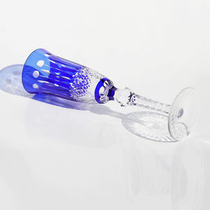 Ensemble de 6 flûtes à champagne en cristal coloré de 140 ml, 6 couleurs différentes, coupées à la main, transparentes, bleu fumé, rouge, bleu foncé, violet - Product Image 6