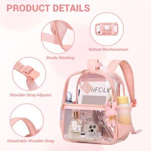 Sac à dos transparent personnalisé en gros, petit format, approuvé pour les stades, 12x6x12 pouces, en TPU épais, mini sac transparent pour concerts et événements sportifs - Product Image 5